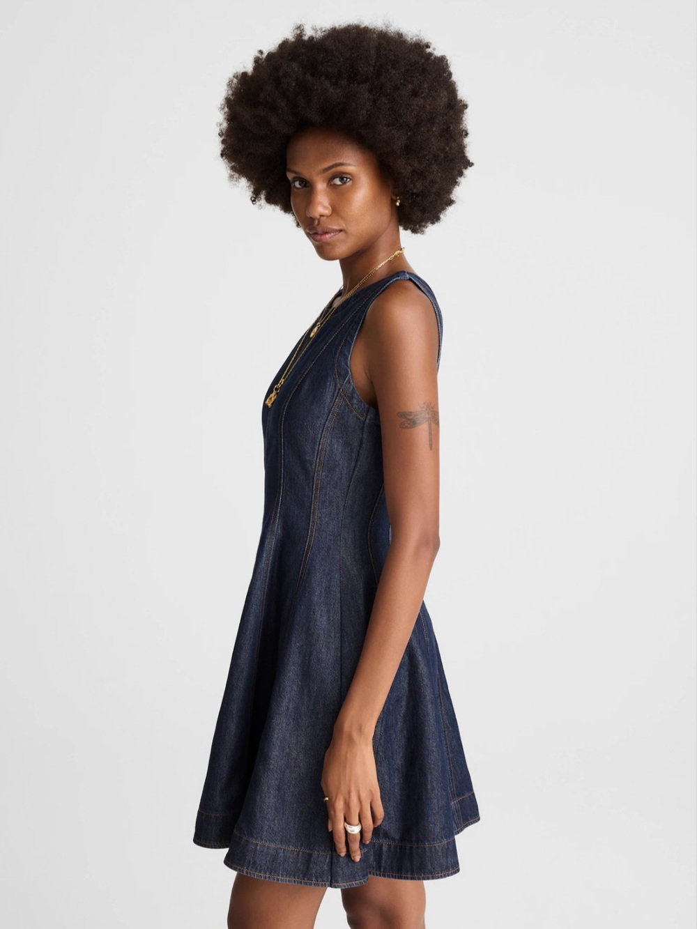 NWT Madewell Airy Denim Circle Mini Dress Rinse Wash Fit & Flare Size Medium - Picture 5 of 11
